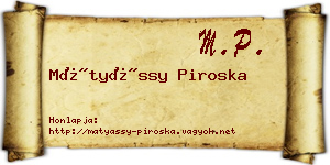 Mátyássy Piroska névjegykártya